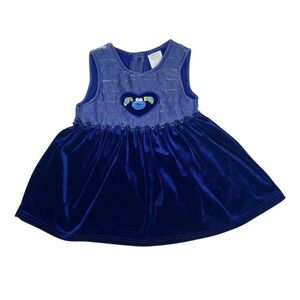Sesame Street Cookie Monster Baby Dress 24M Blue Velvet Party Holiday Cute